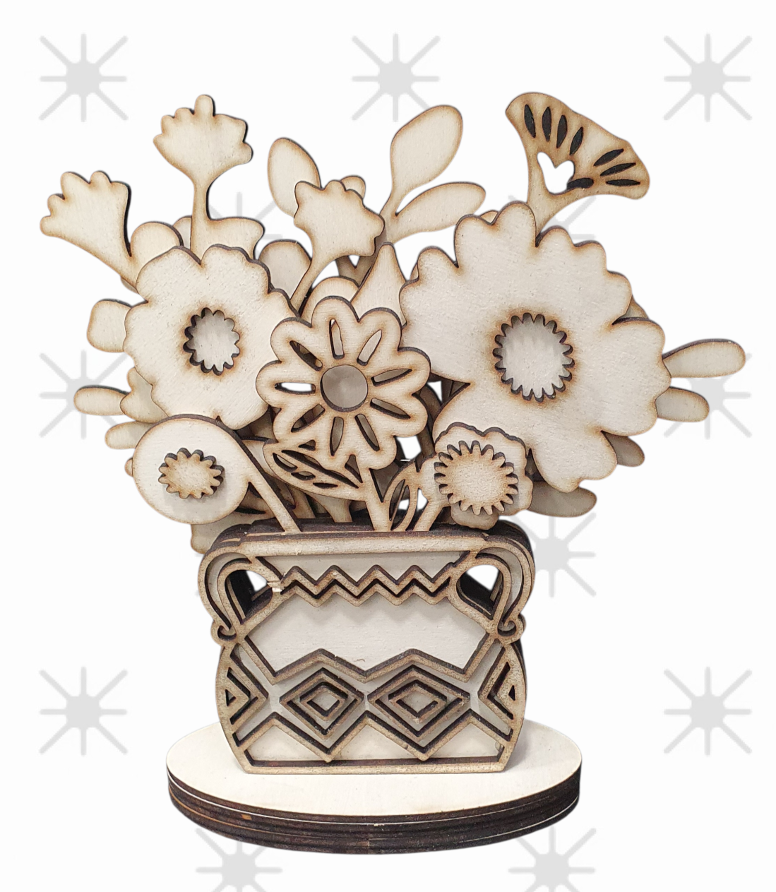 Personalised wooden floral decoration with engraved message