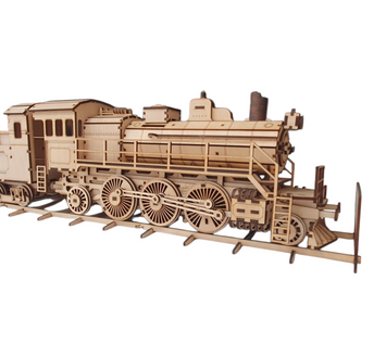 Wooden Steam Locomotive with Coal Tender