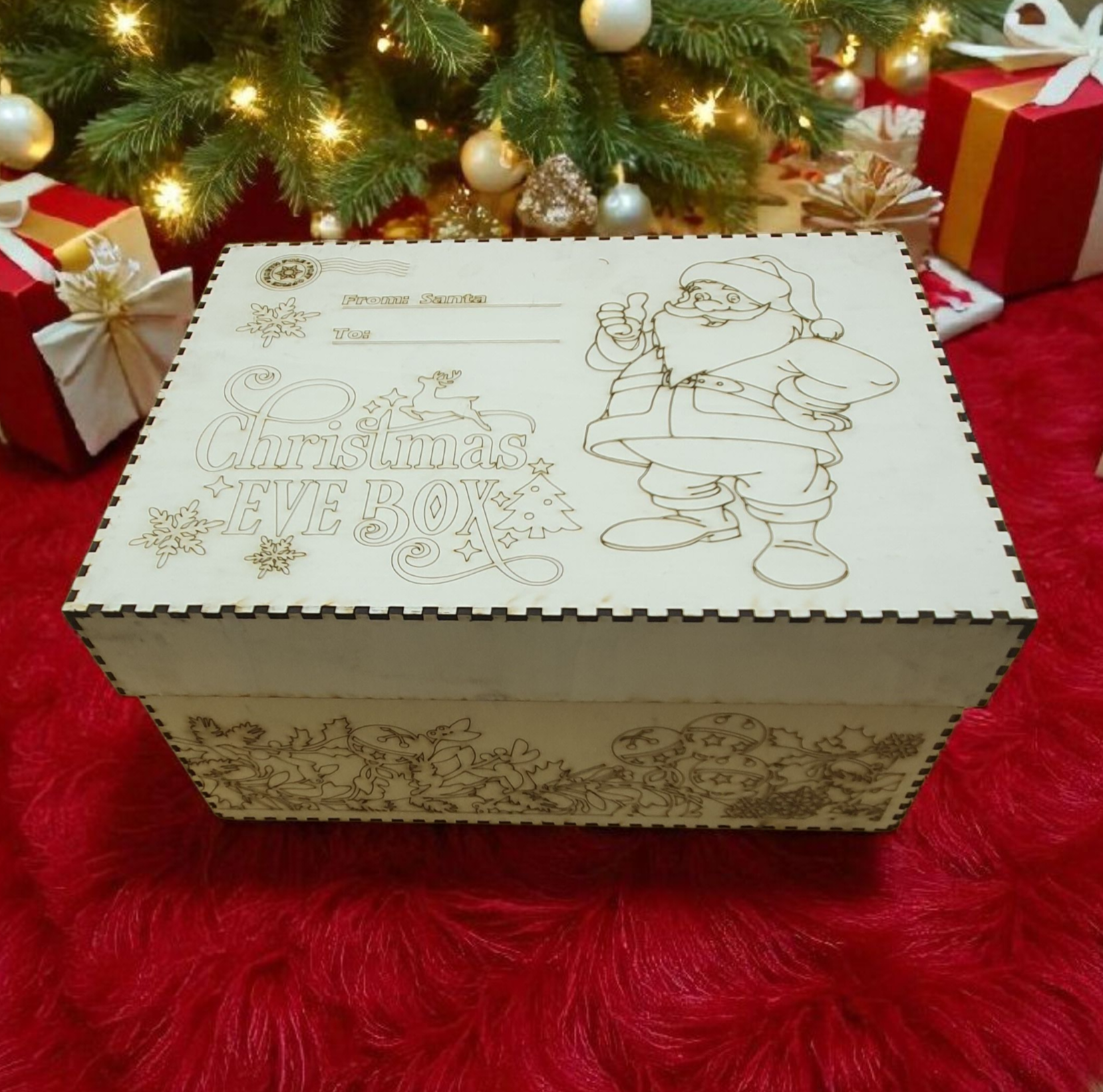 Large Wooden Christmas Box – Ready to Decorate | DIY Festive Gift Box
