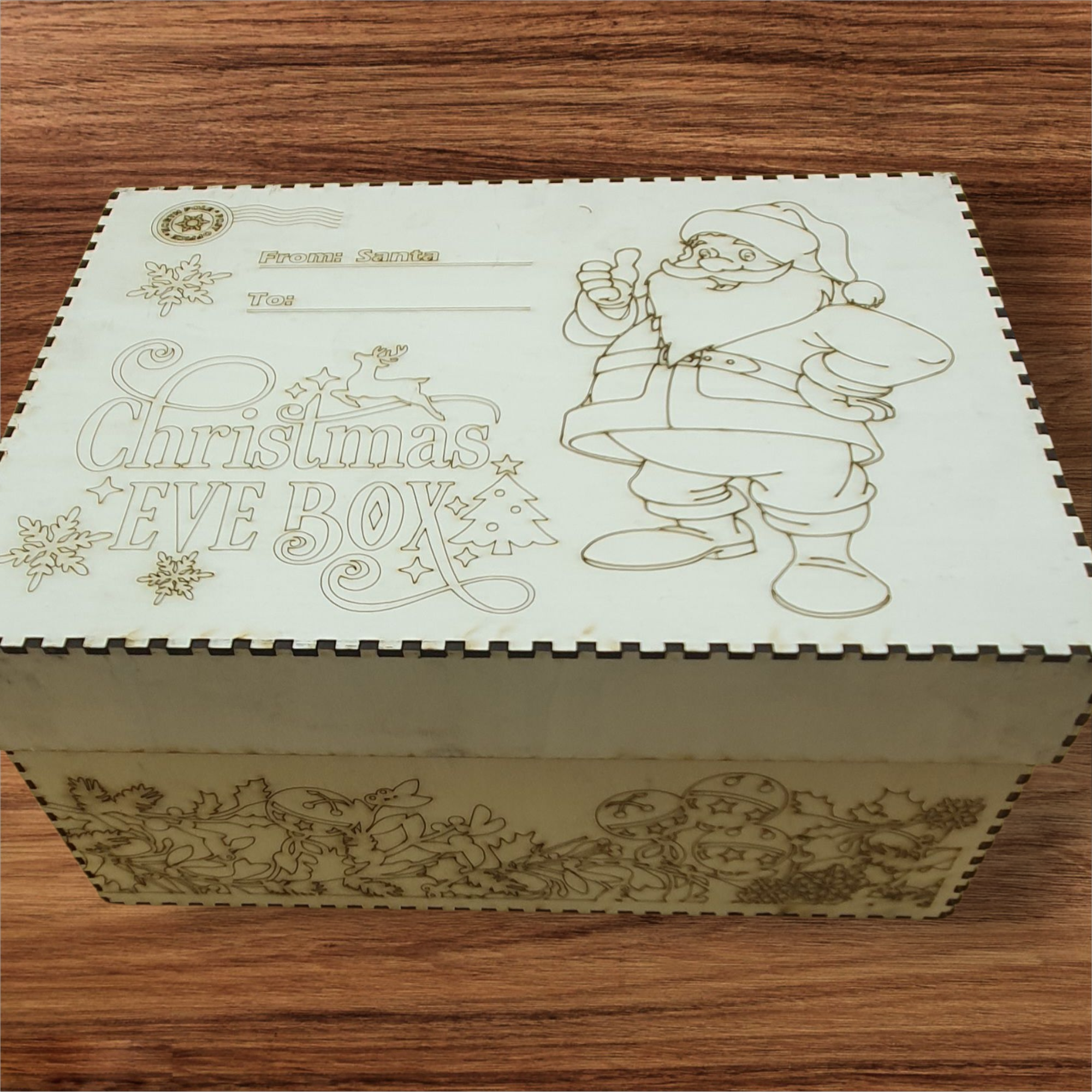Large Wooden Christmas Box – Ready to Decorate | DIY Festive Gift Box