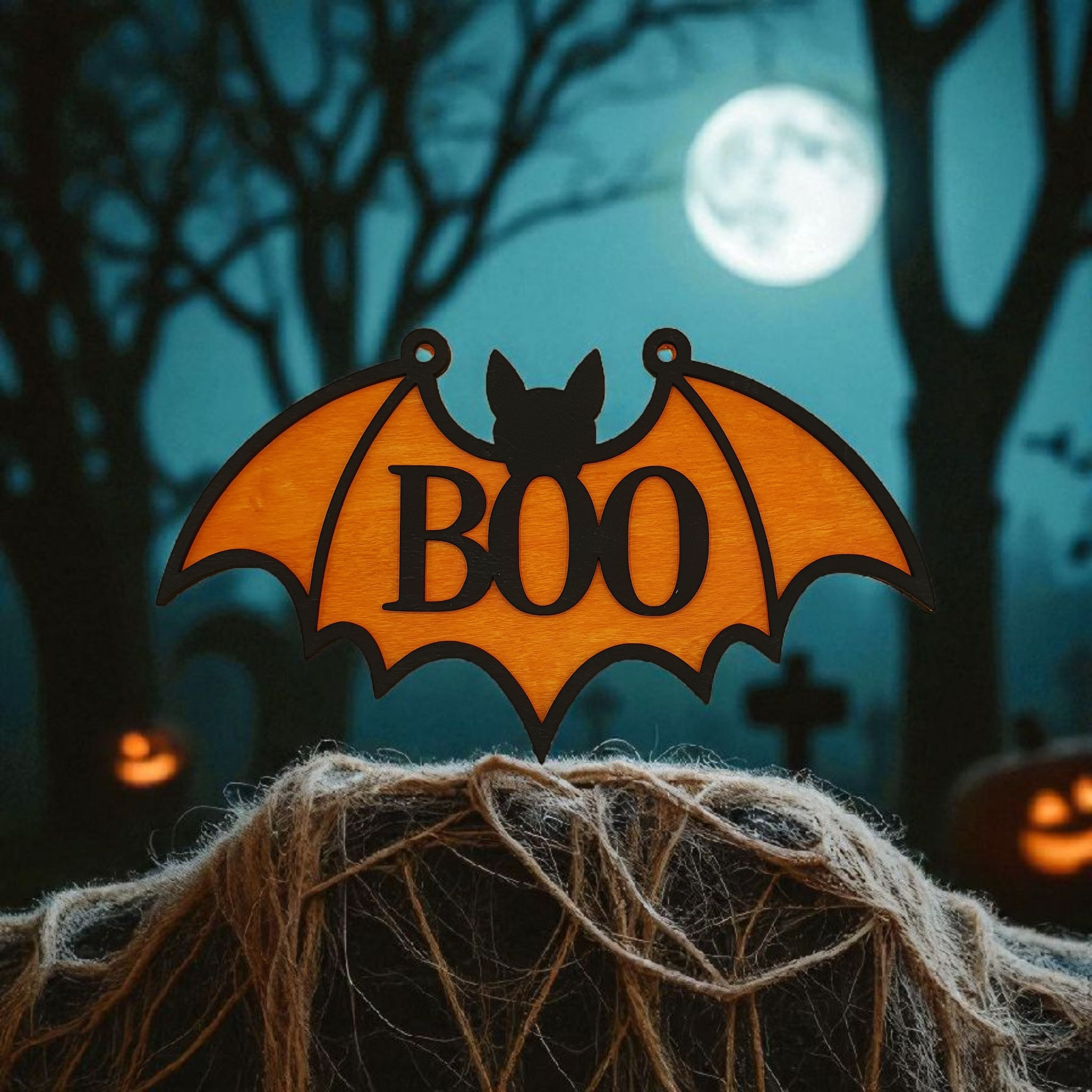 Halloween Bat Door Hanger – “Boo” Design | Wooden Halloween Decoration