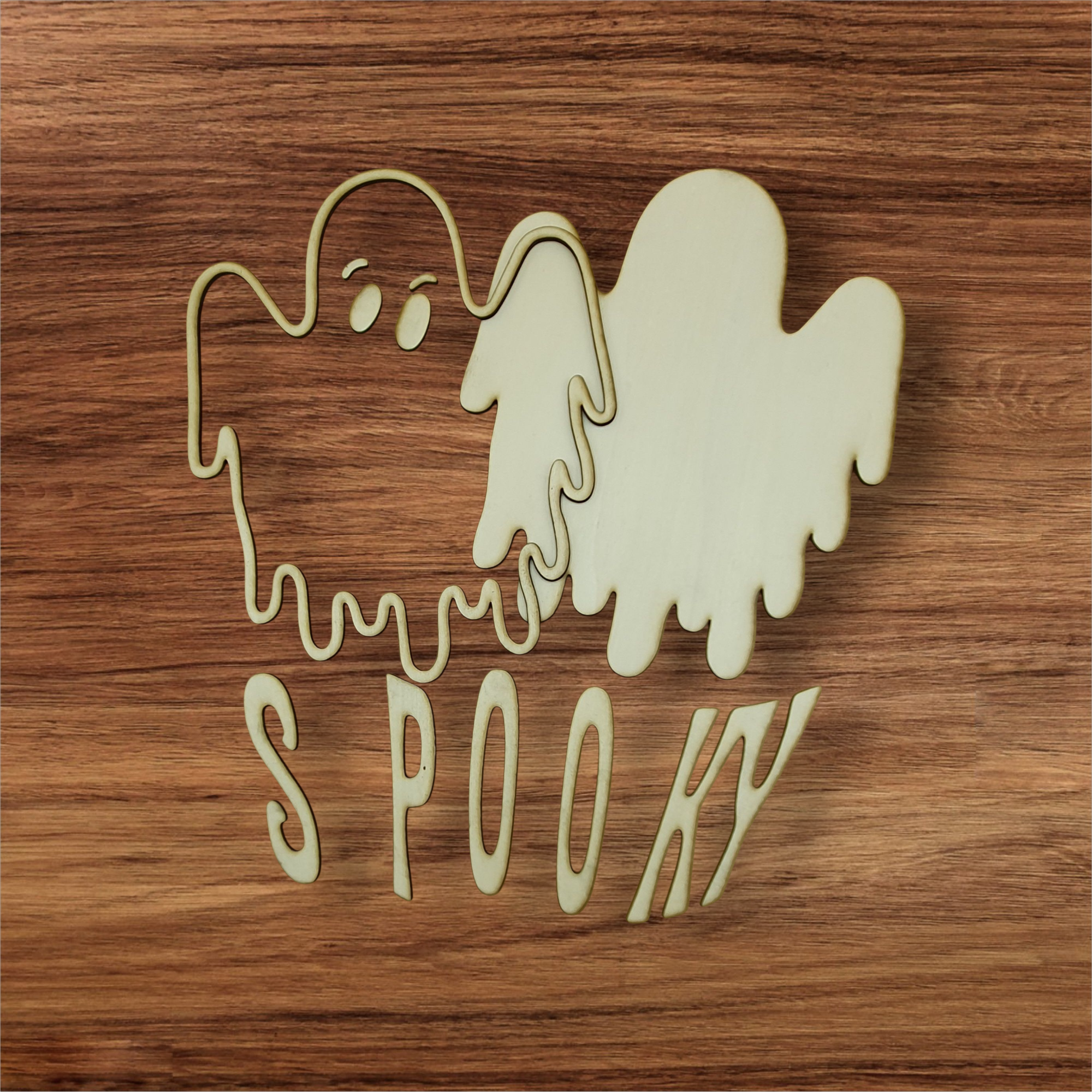 Halloween Ghost “SPOOKY” Wooden Door Hanger Decoration