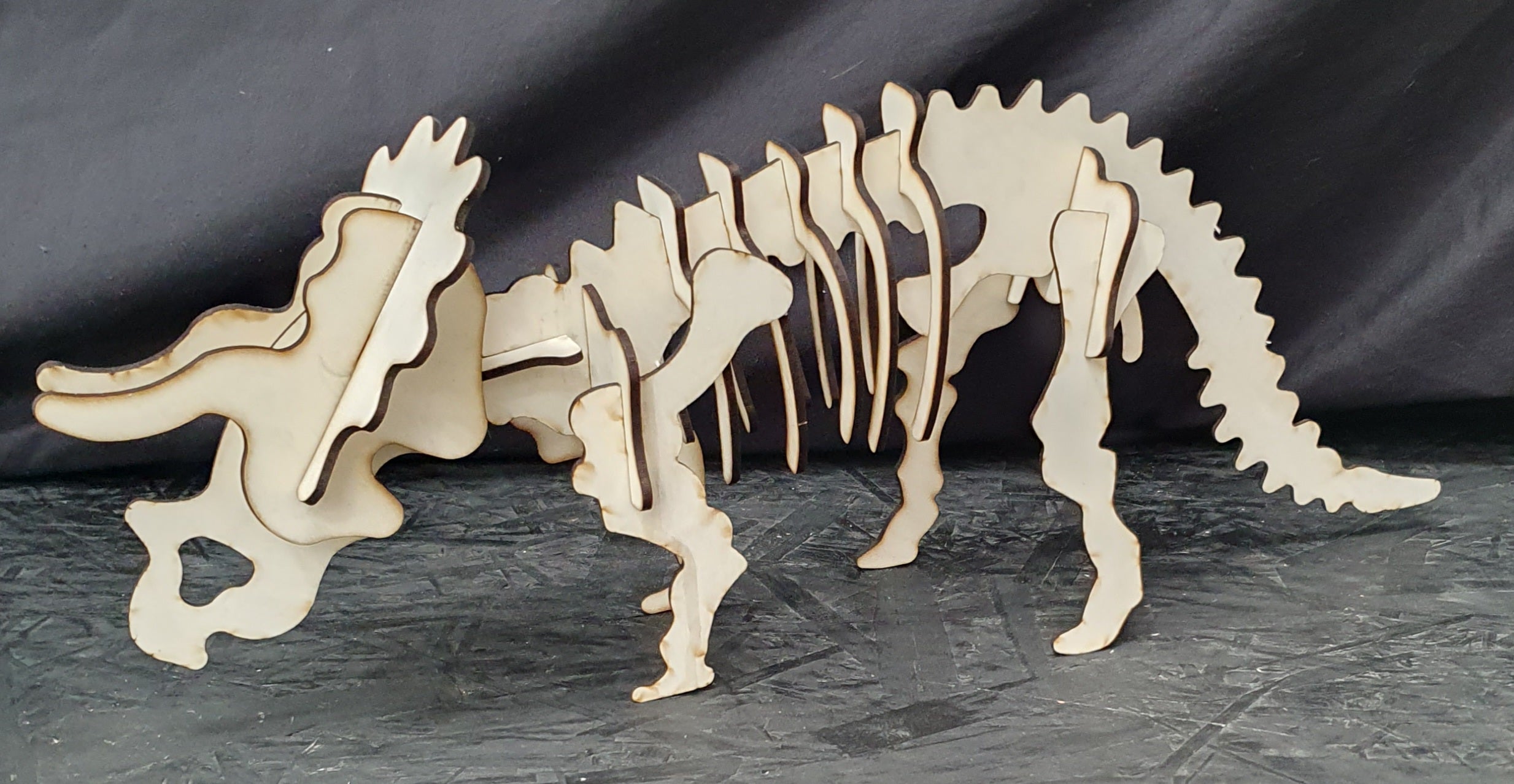 Triceratops Dinosaur 3D Wooden Puzzle Kit – Build, Paint & Display