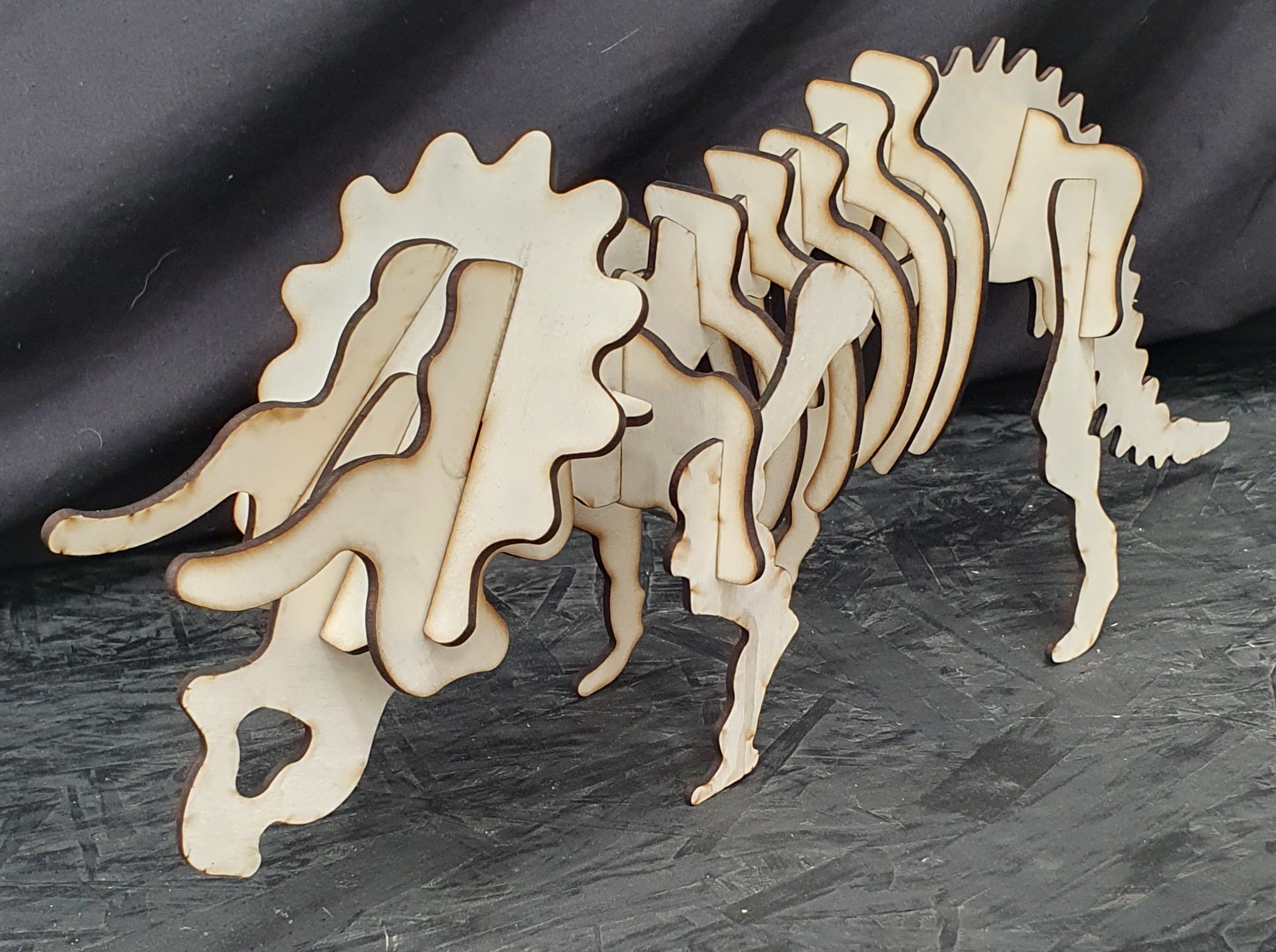 Triceratops Dinosaur 3D Wooden Puzzle Kit – Build, Paint & Display