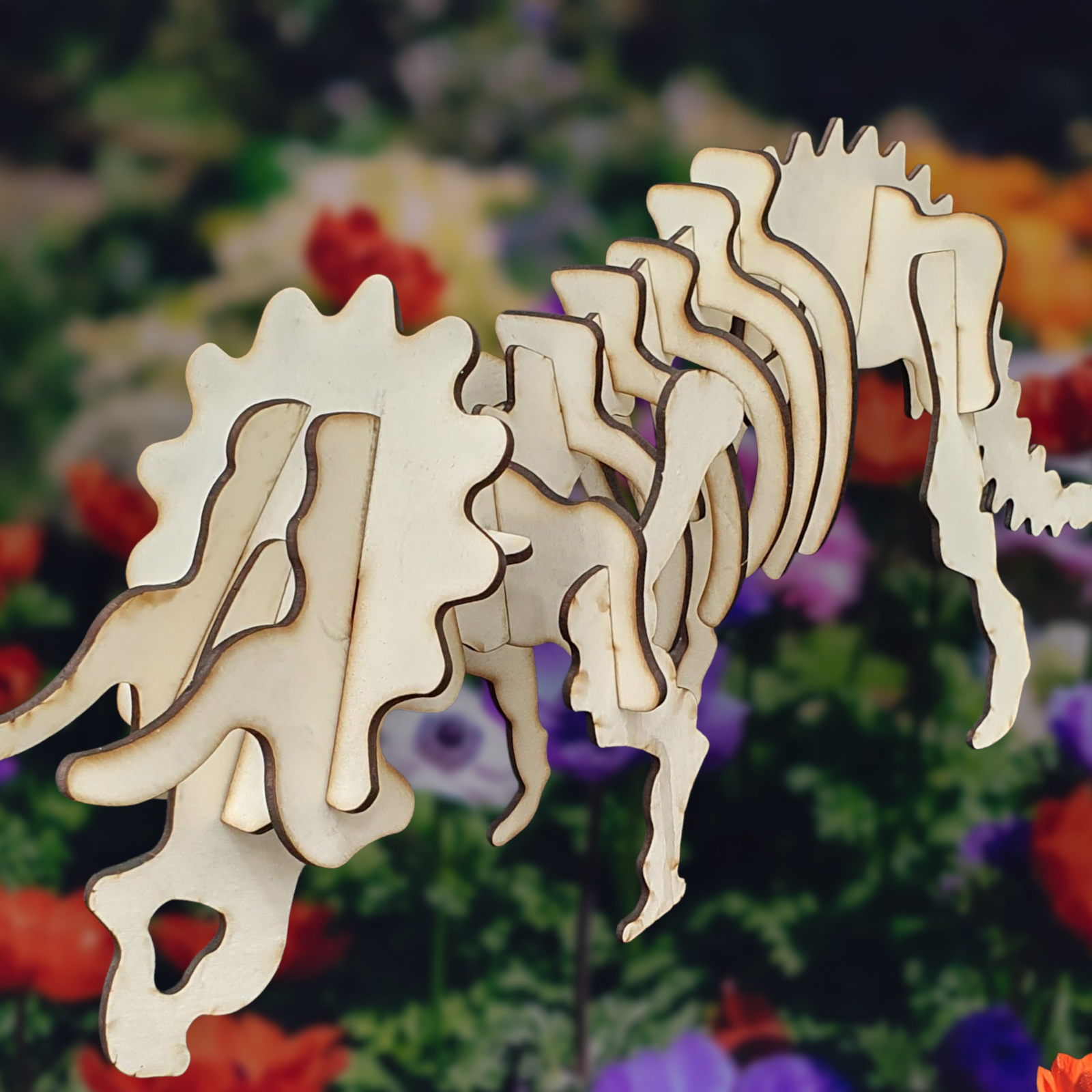 Triceratops Dinosaur 3D Wooden Puzzle Kit – Build, Paint & Display