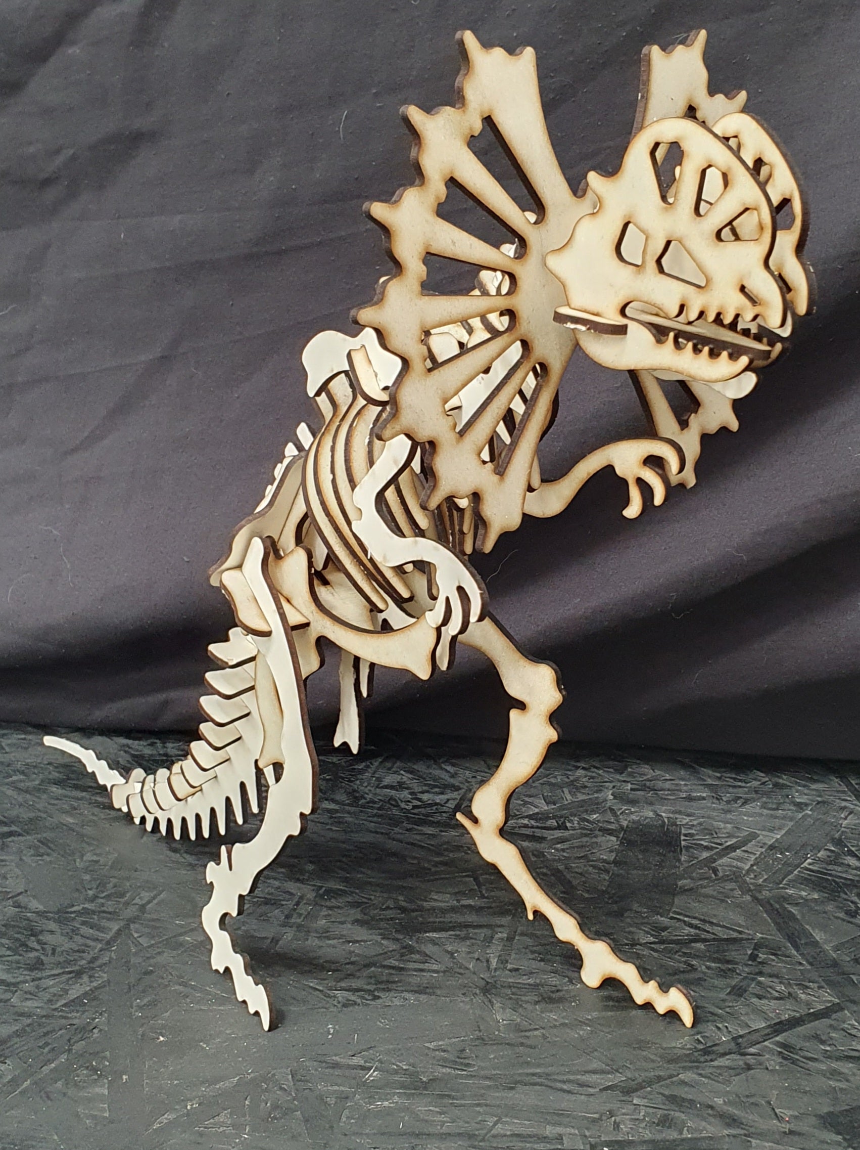 Dilophosaurus Dinosaur Skeleton 3D Wooden Puzzle – Laser Cut Model Kit