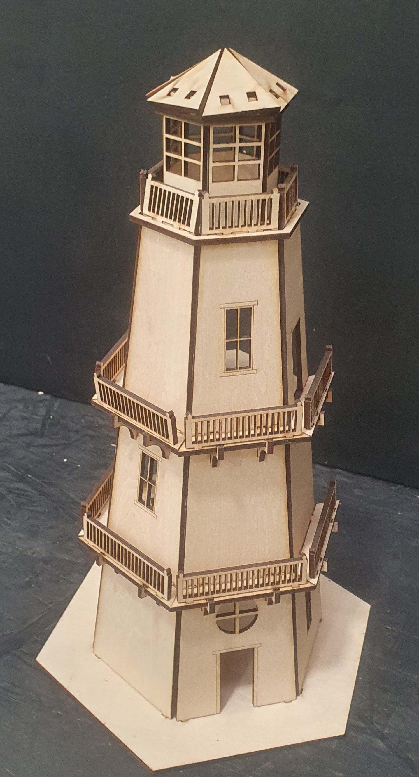 Wooden Lighthouse Kit – 36cm Tall Open-Back Design with T-Light