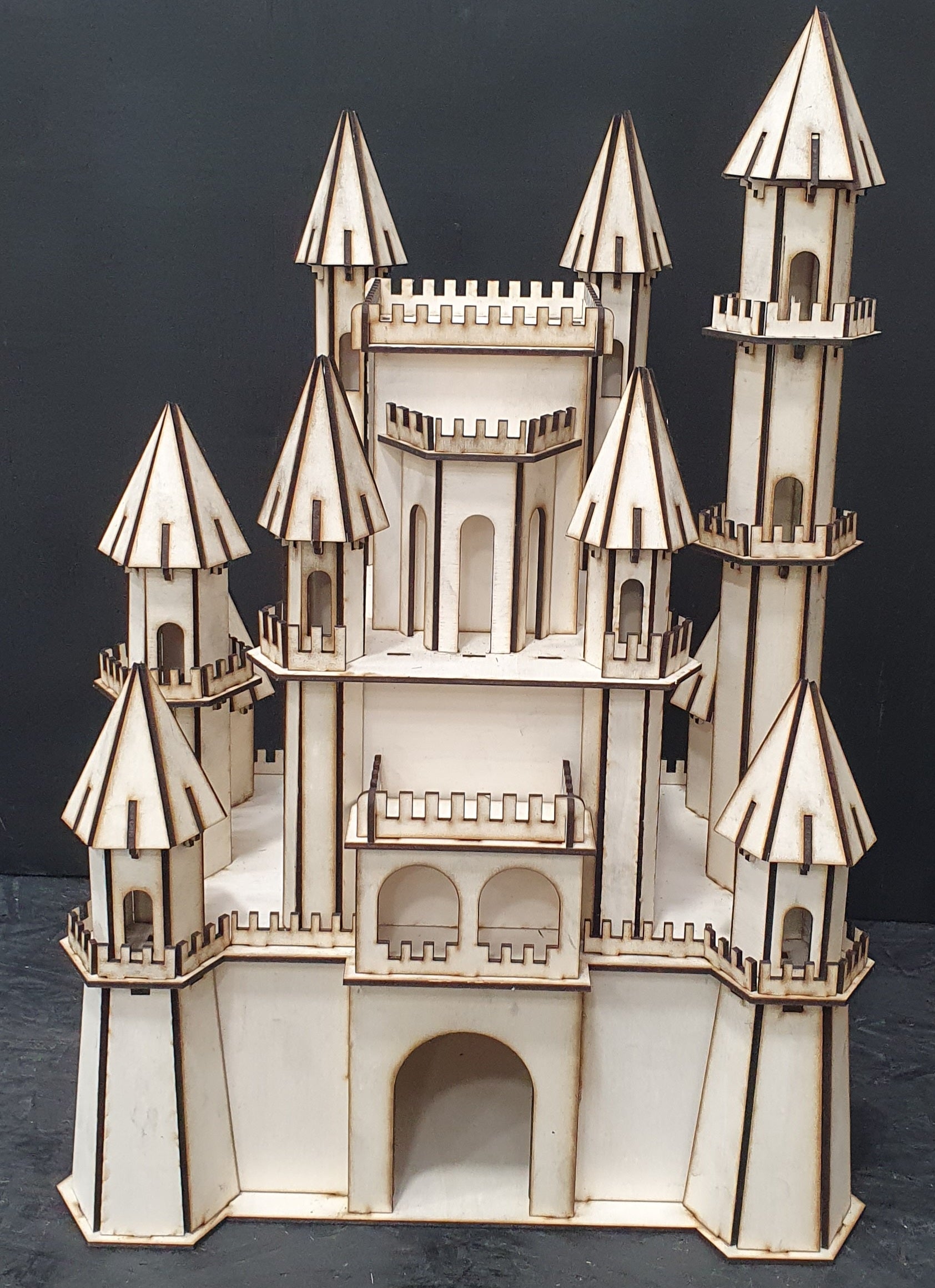 Wooden 3D Modern Medieval Castle Puzzle – 3mm Plywood Laser-Cut DIY Craft