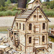 Wild West Water Mill 3D Wooden Puzzle – DIY Craft Model with Glue & Instructions