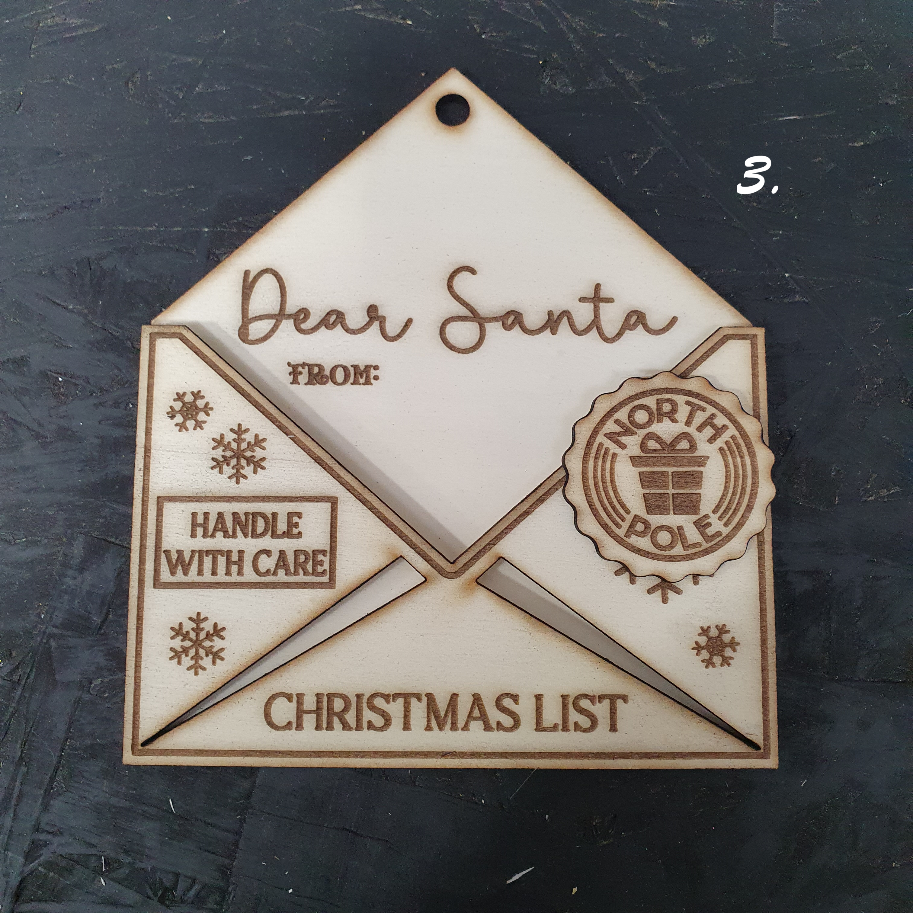 Wooden Christmas Layered Envelope Ornaments – Write Your Letter to Santa!