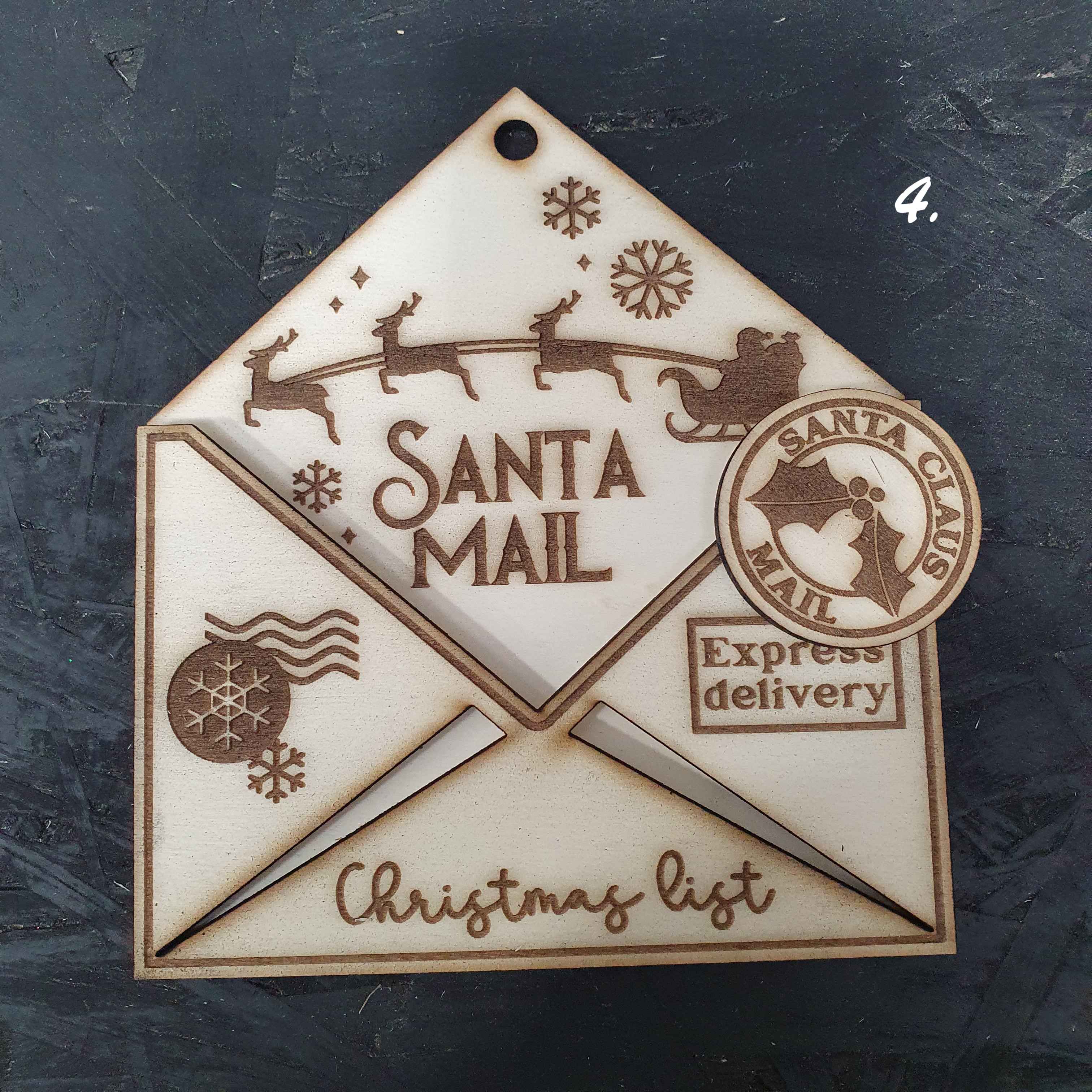 Wooden Christmas Layered Envelope Ornaments – Write Your Letter to Santa!