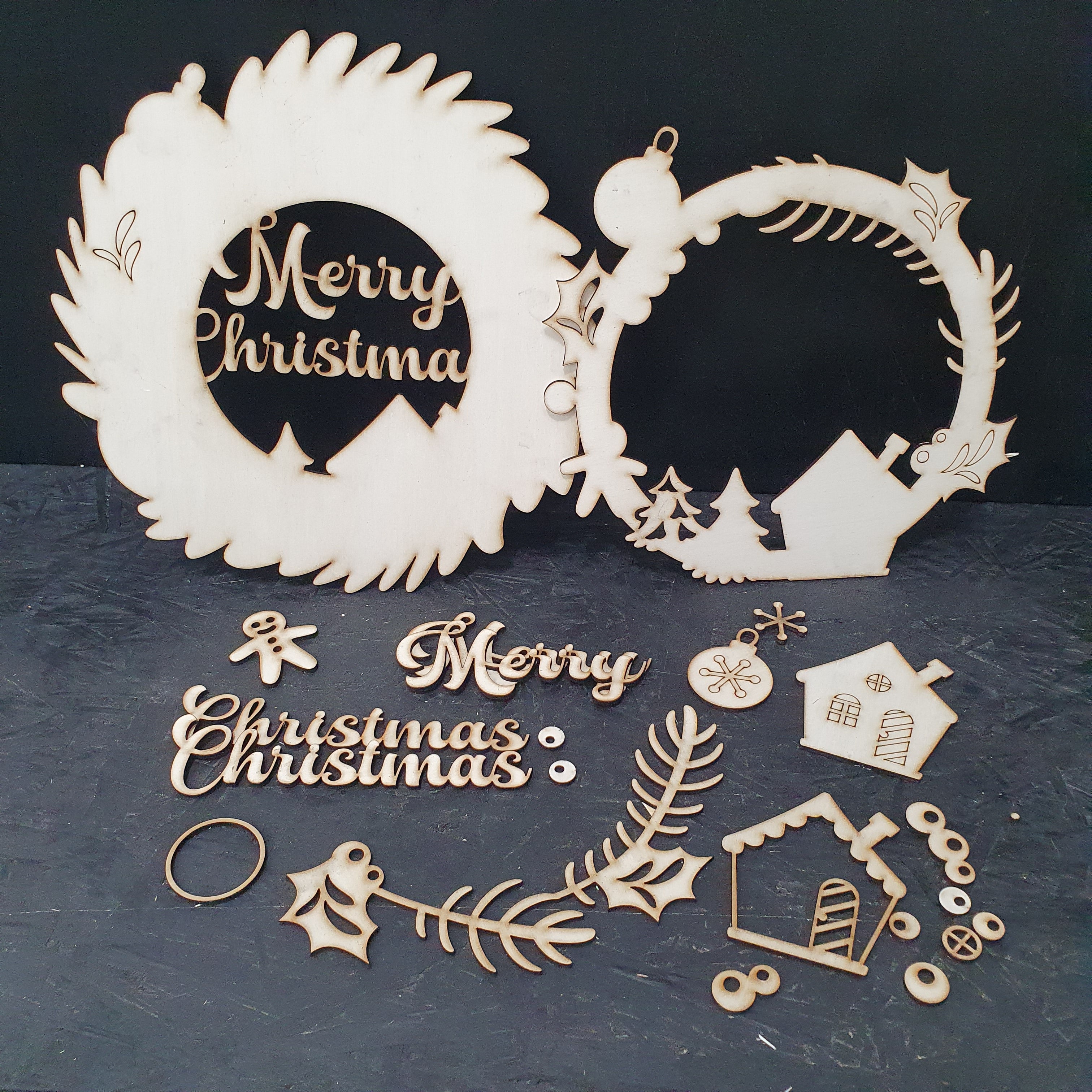 DIY Wooden Multi-Layered Christmas Wreath Kit – Paint & Glue; Create Your Own Festive Masterpiece