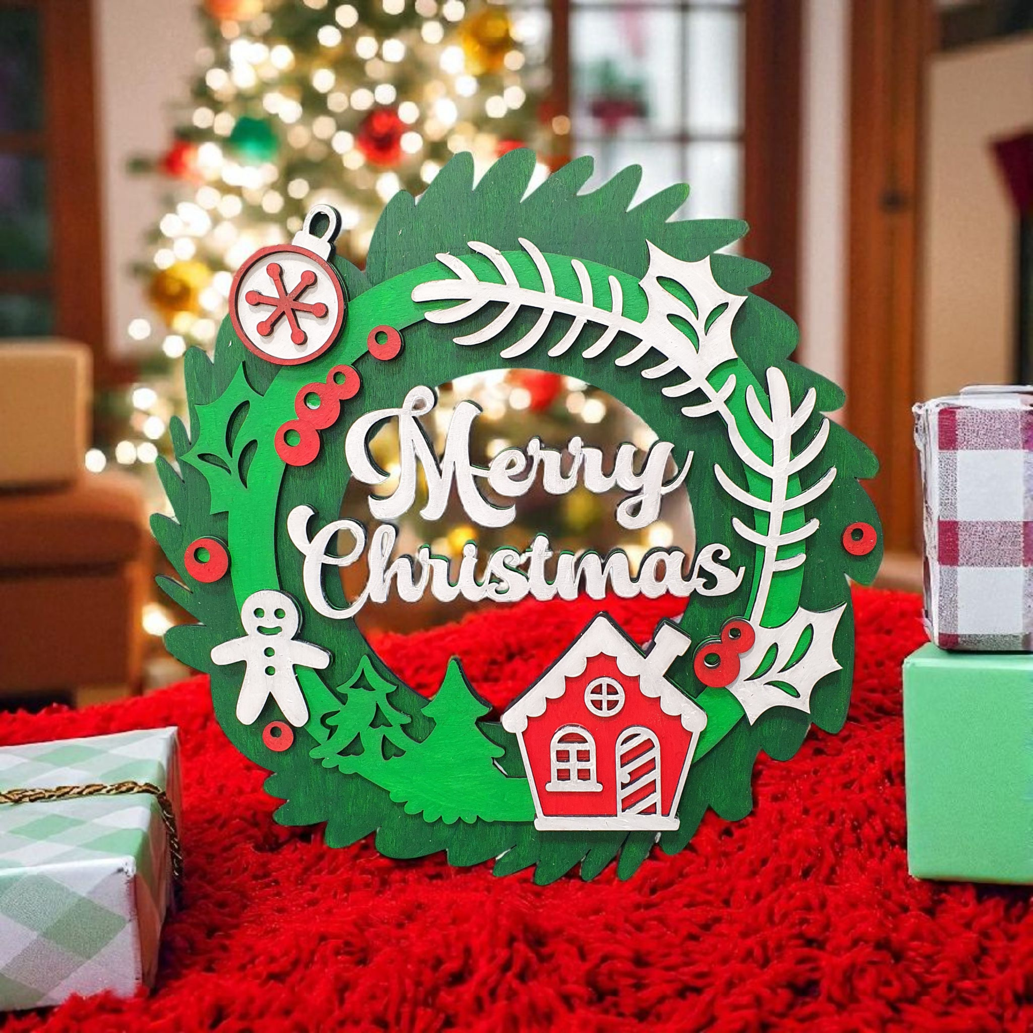 DIY Wooden Multi-Layered Christmas Wreath Kit – Paint & Glue; Create Your Own Festive Masterpiece