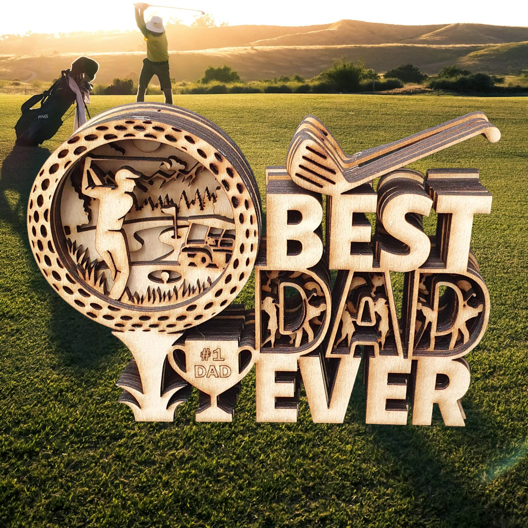 Golf – “Best Dad Ever” Sign / Desk Ornament | Perfect Gift for Golf Lovers