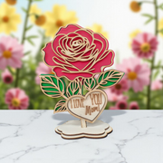 Wooden Rose with Stand – “I Love You Mom!” | Heartfelt Keepsake Gift