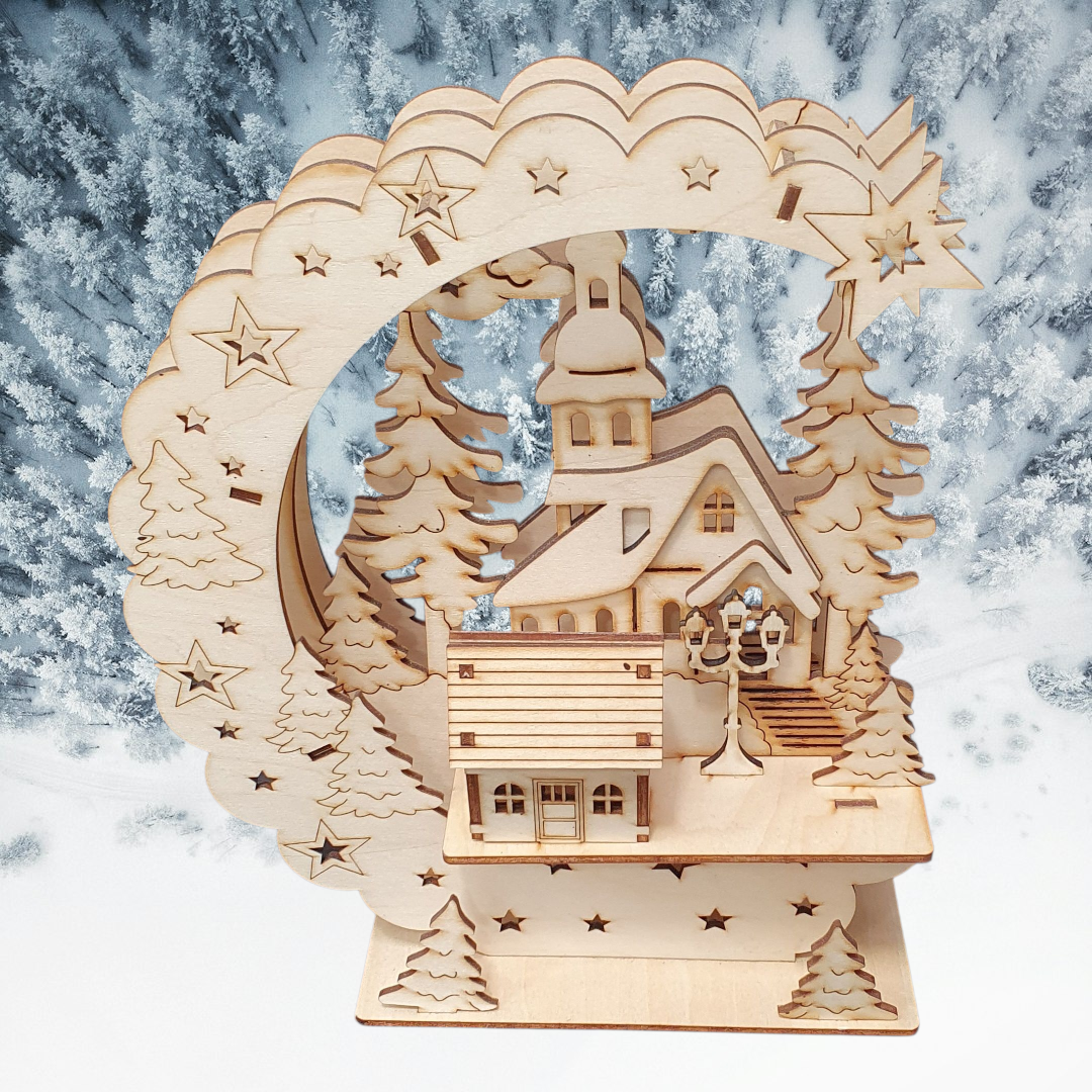 3D Christmas Lamp Table Decoration | DIY Wooden Festive Craft Kit