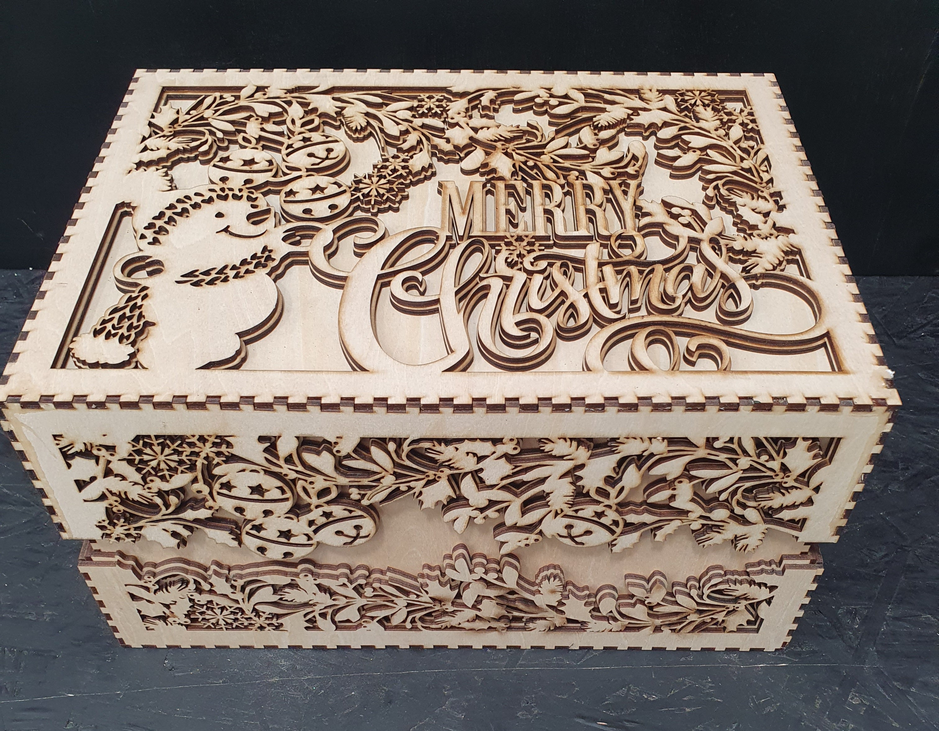 Large Wooden Christmas Box | Festive Gift & Keepsake Storage