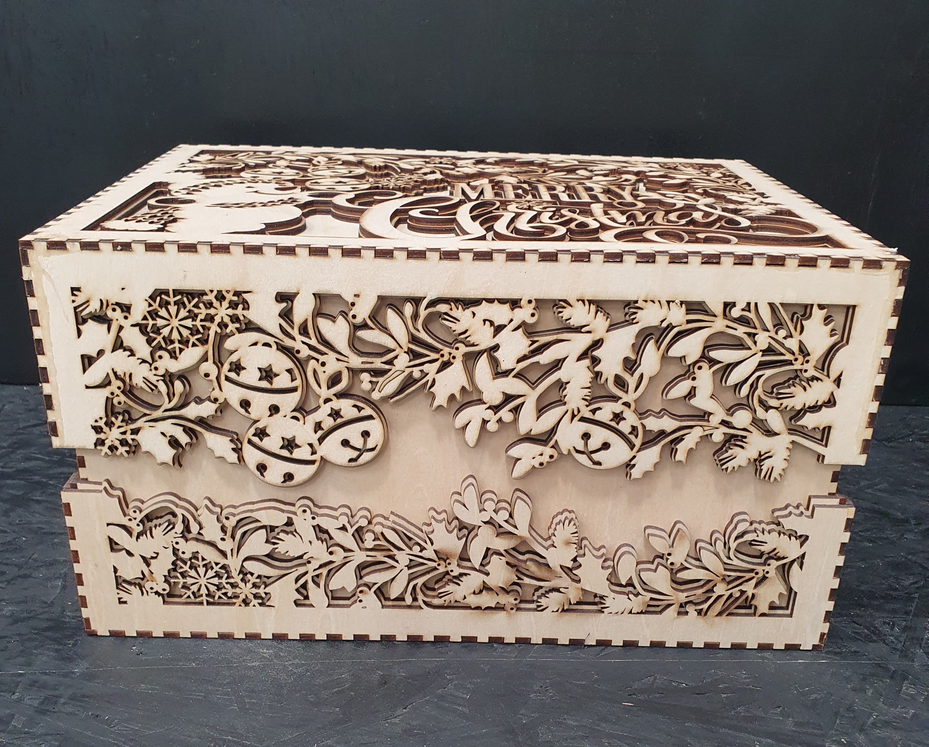 Large Wooden Christmas Box | Festive Gift & Keepsake Storage