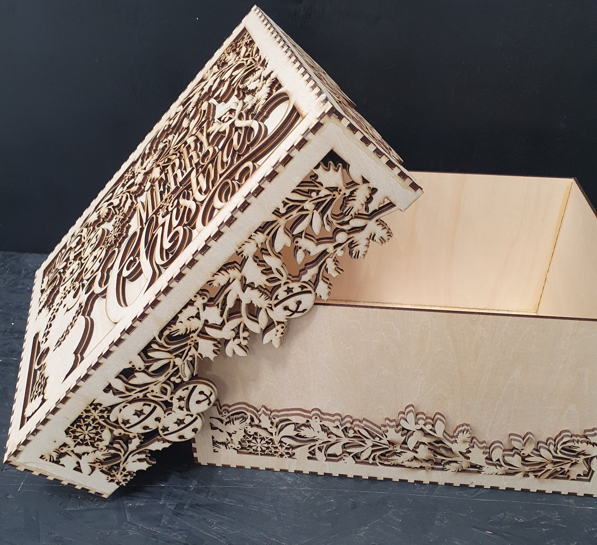 Large Wooden Christmas Box | Festive Gift & Keepsake Storage
