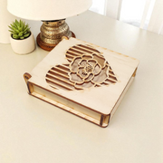 Small Trinket Box with Heart & Flower | Handmade Wooden Keepsake Box