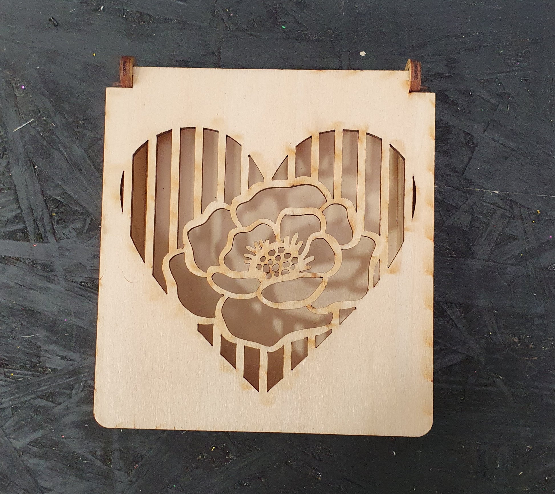 Small Trinket Box with Heart & Flower | Handmade Wooden Keepsake Box