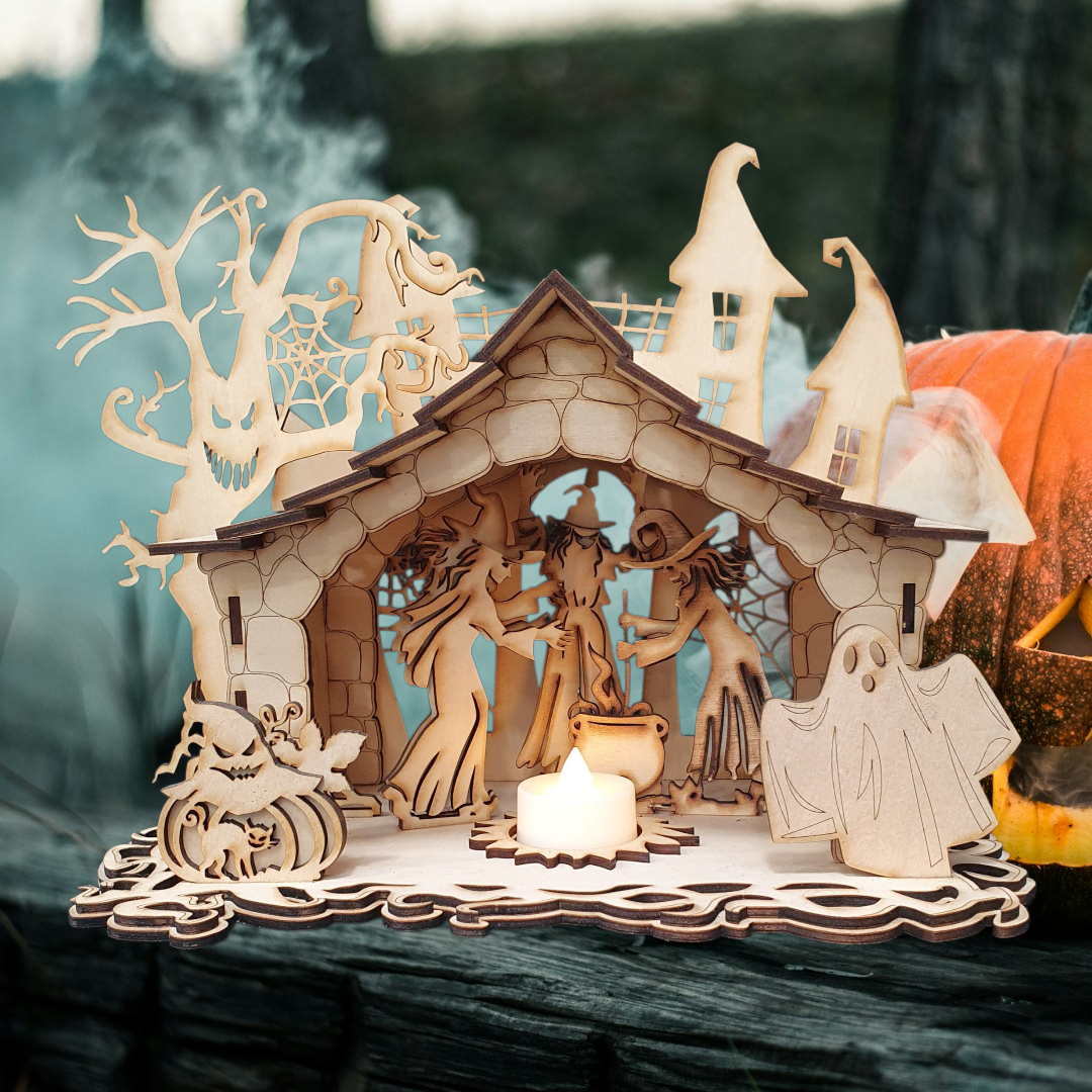 Halloween Witches House with Cauldron – Spooky DIY Craft Kit