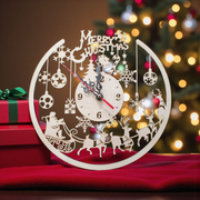 Laser-Cut Wooden Christmas Wall Clock | Santa Sleigh Festive Décor