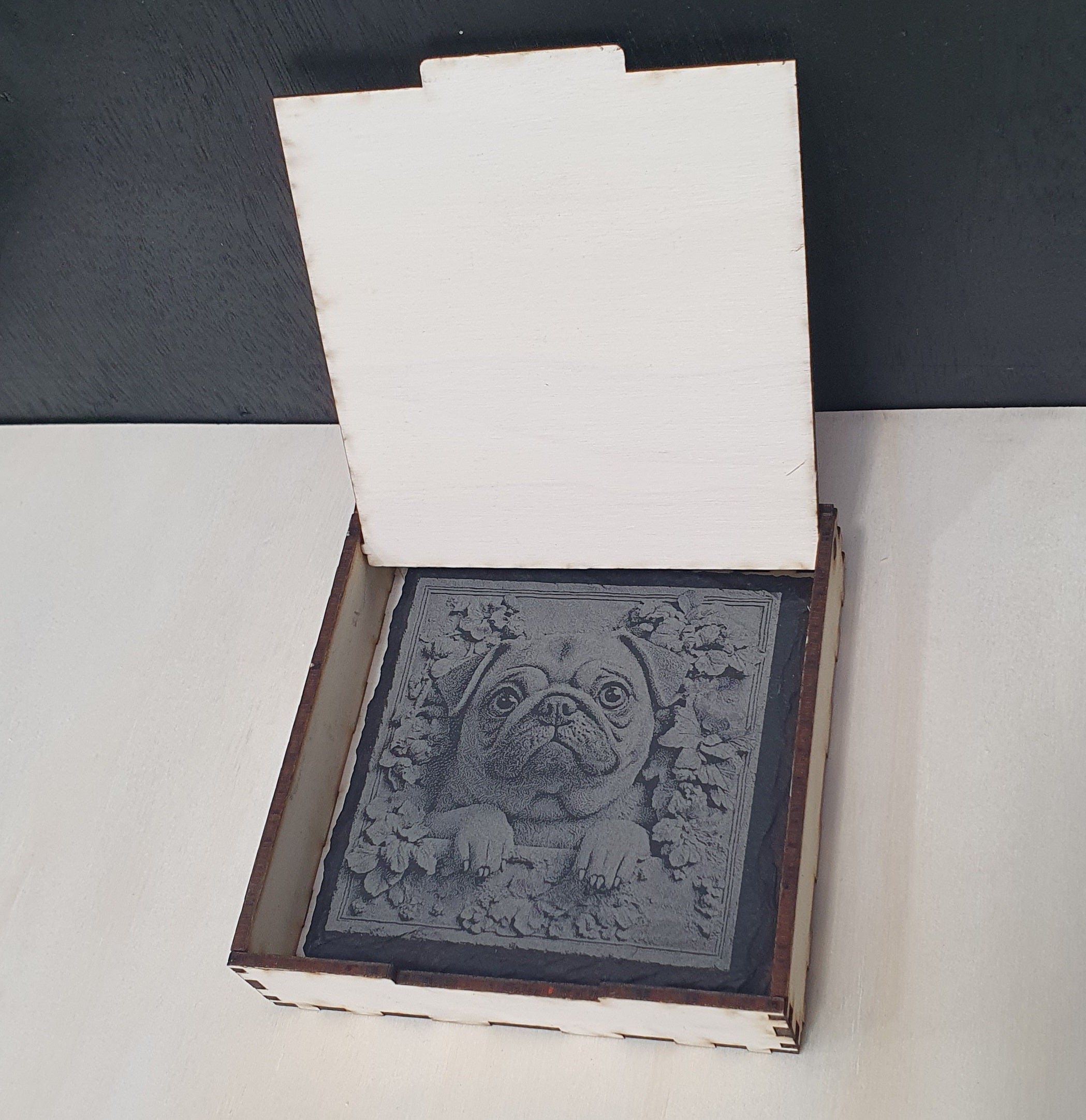 4-Piece Laser-Engraved Big Cat Slate Tile Set