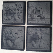 Personalised Slate Dog Breed Coaster Set with Free Wooden Storage Box