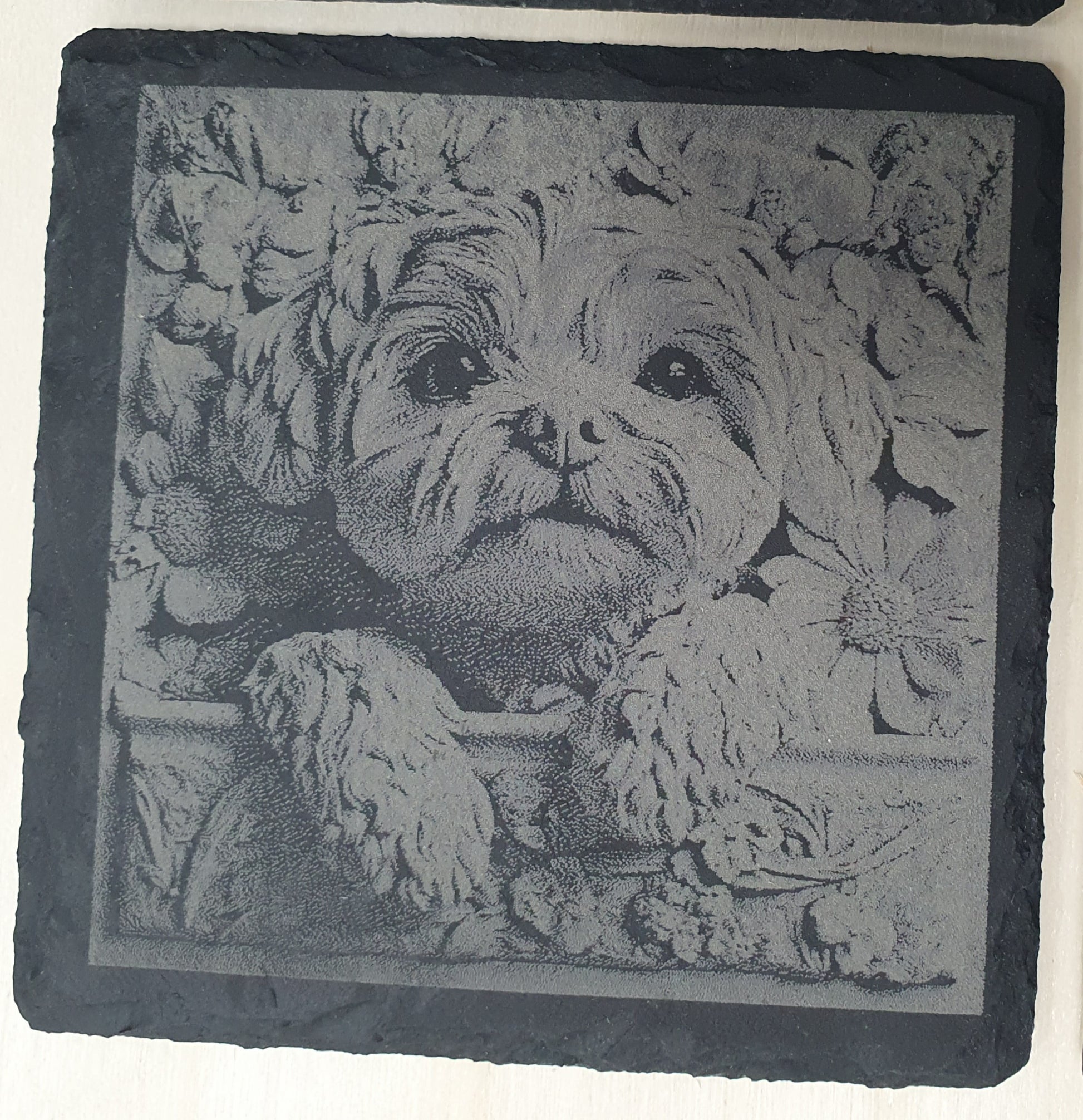 Personalised Slate Dog Breed Coaster Set with Free Wooden Storage Box