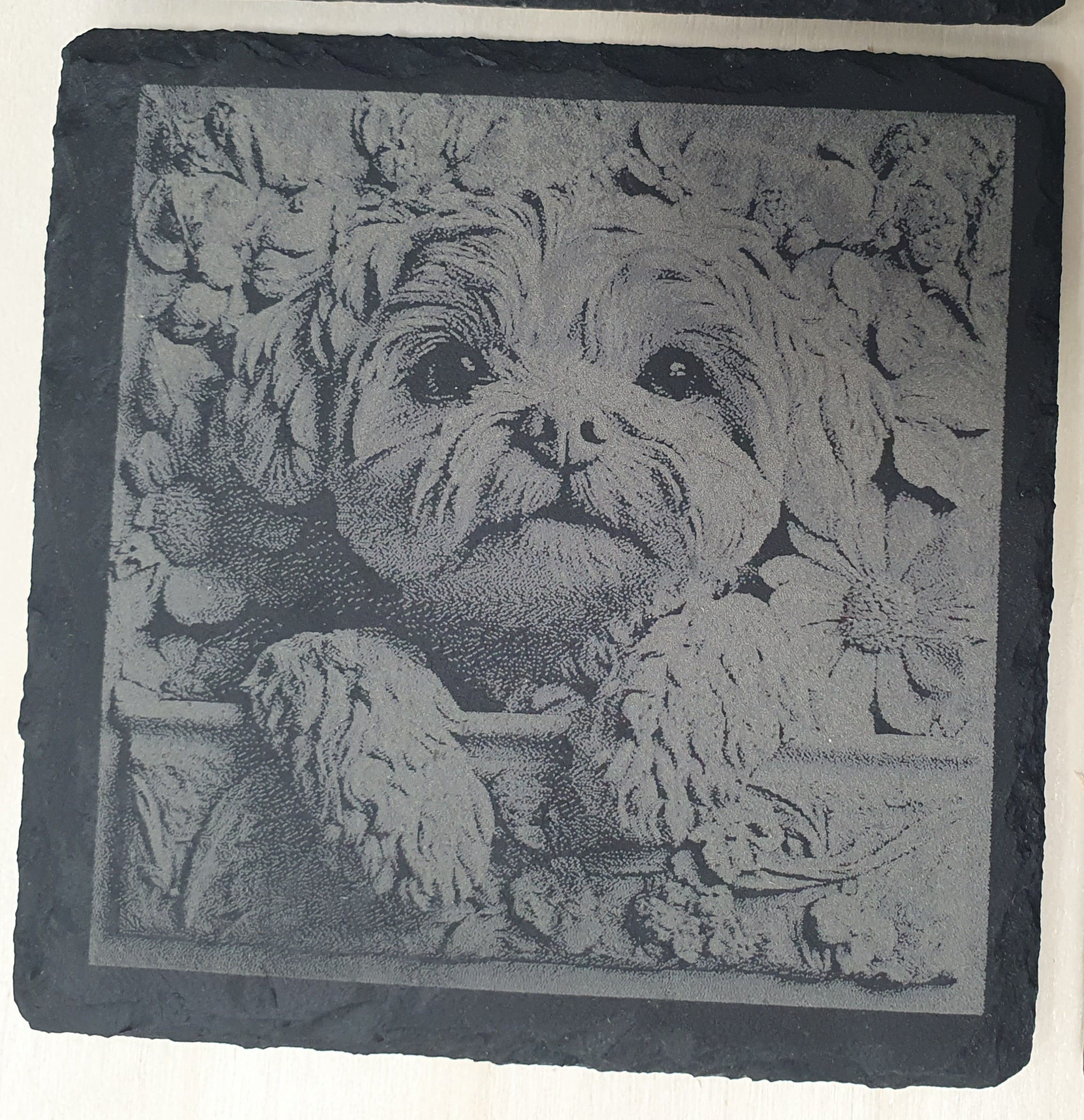 Personalised Slate Dog Breed Coaster Set with Free Wooden Storage Box