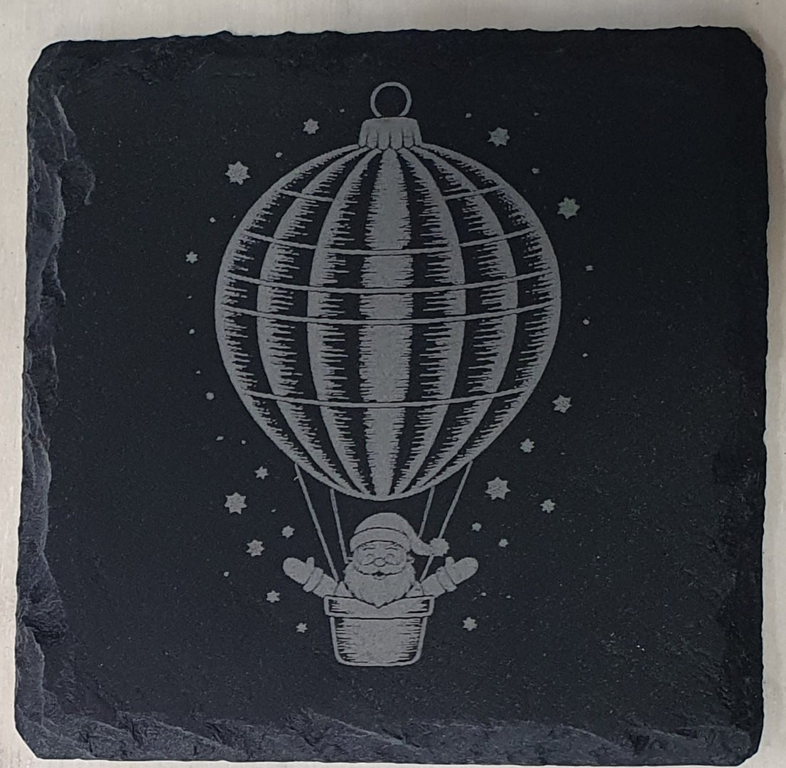 Festive Slate Coaster Set with Free Wooden Storage Box