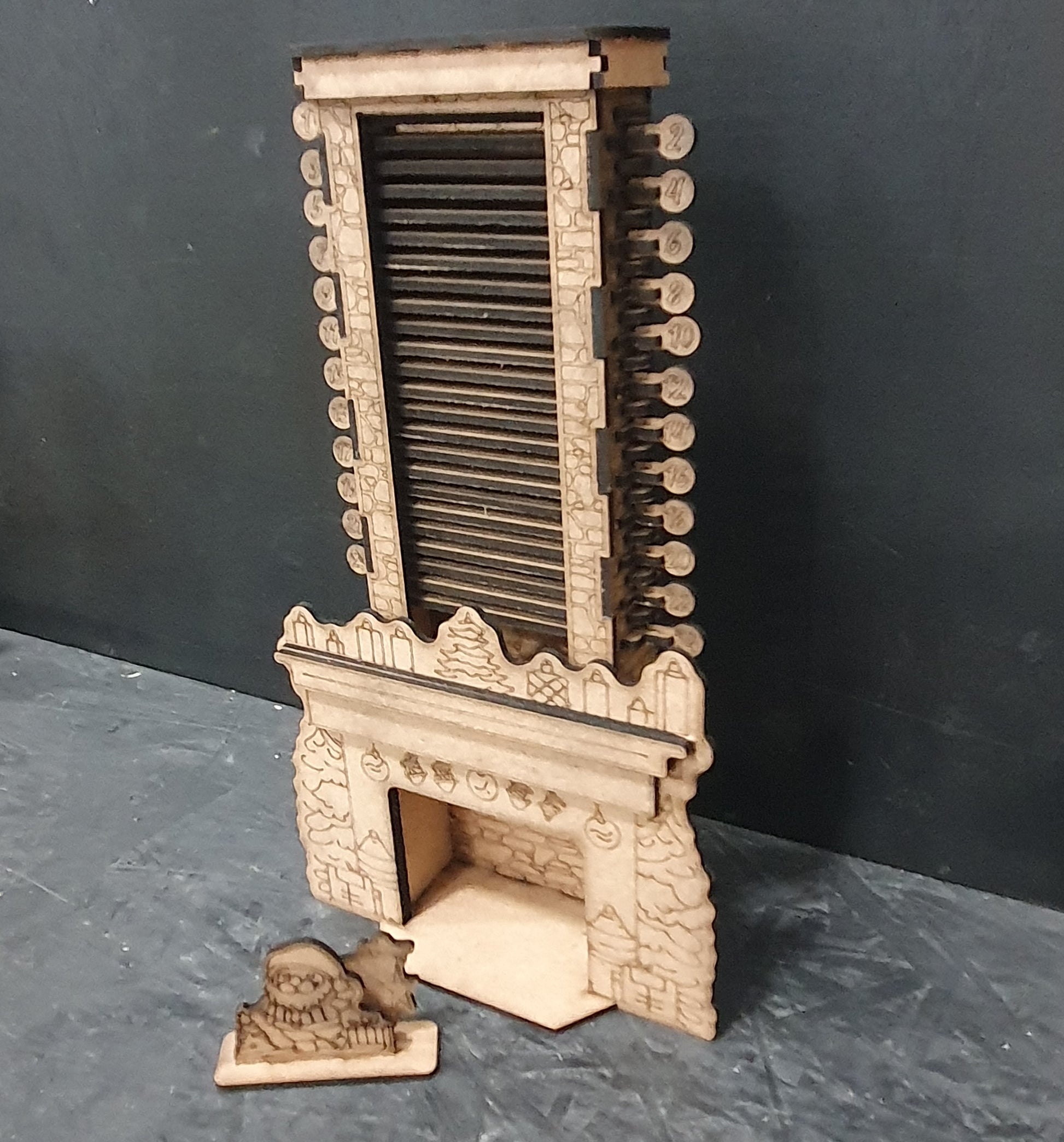 Santa Chimney Wooden Advent Calendar SVG | Laser Cut Christmas Countdown | MDF Fireplace Craft File (1–24 Days)