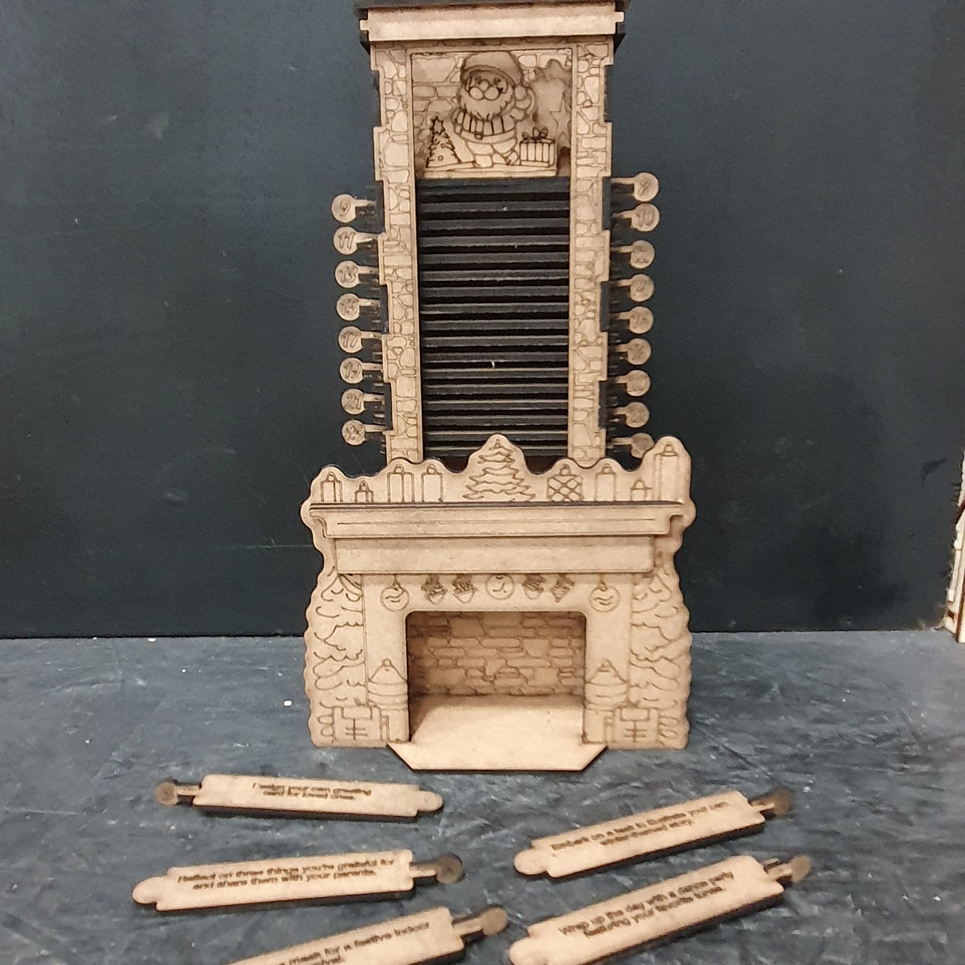 Santa Chimney Wooden Advent Calendar SVG | Laser Cut Christmas Countdown | MDF Fireplace Craft File (1–24 Days)