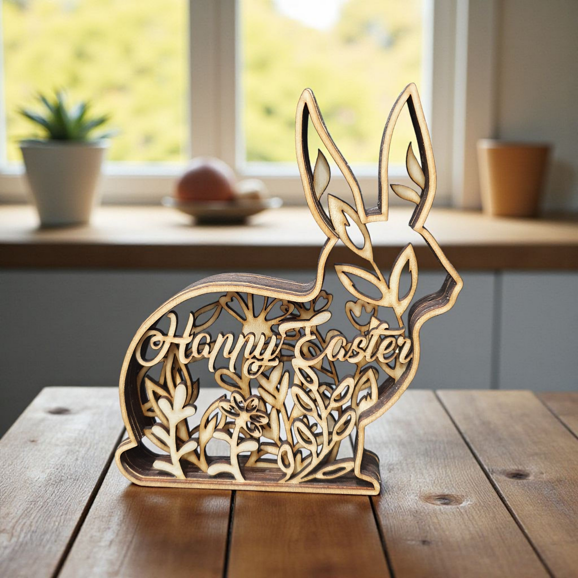 Multi-Layered Easter Bunny Craft Kit – 8 Layer Wooden DIY Decor with Paints & Glue | Laser Cut Easter Decoration
