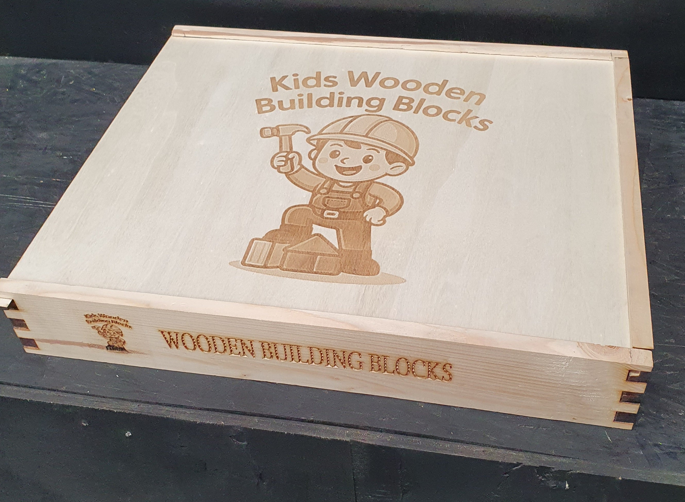 Kids wooden building blocks set 77 pieces in wooden storage box Montessori educational toy