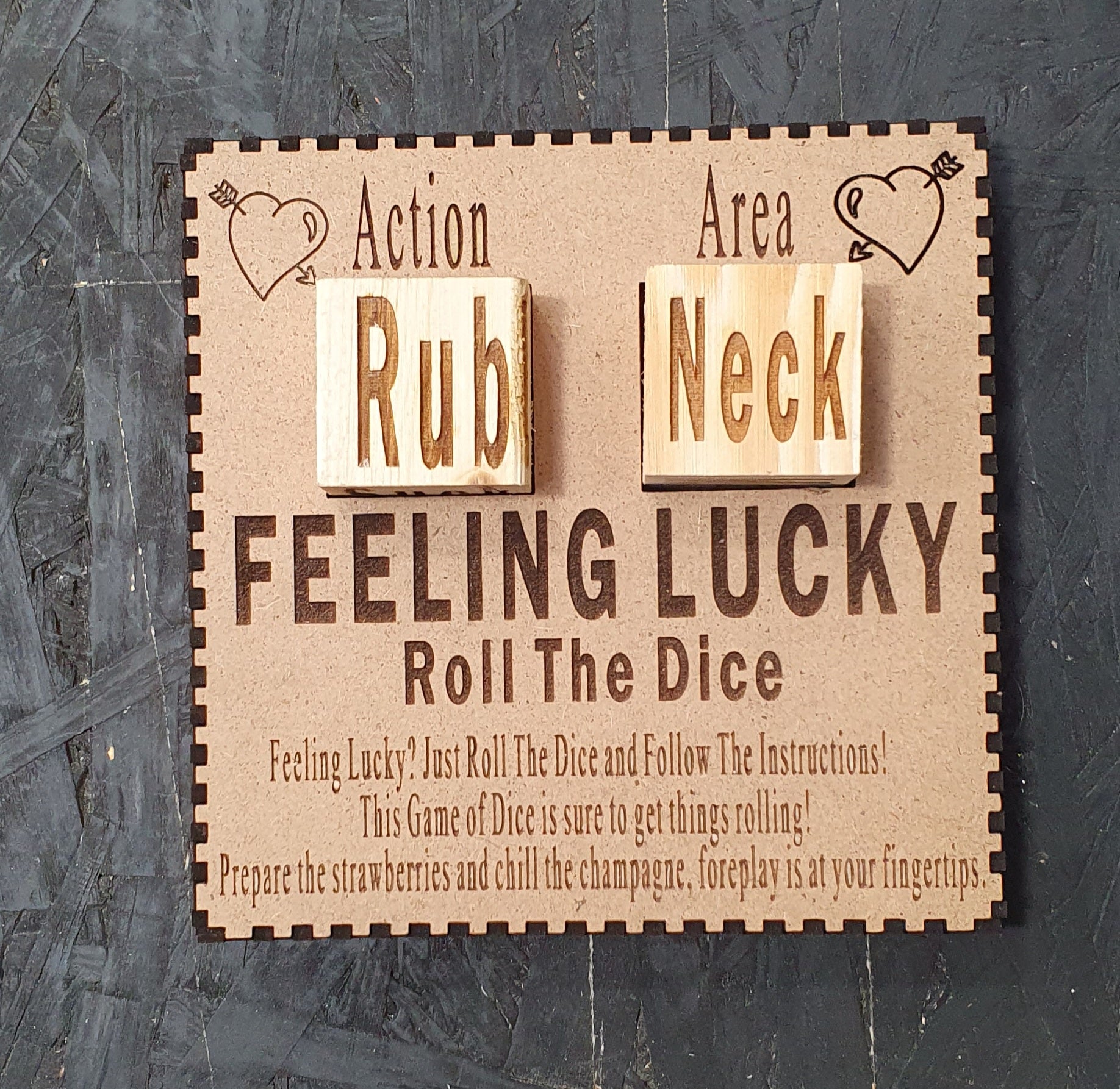 Feeling Lucky Naughty Dice – Flirty Couples Game | Wooden Saucy Dice Set with Actions & Areas
