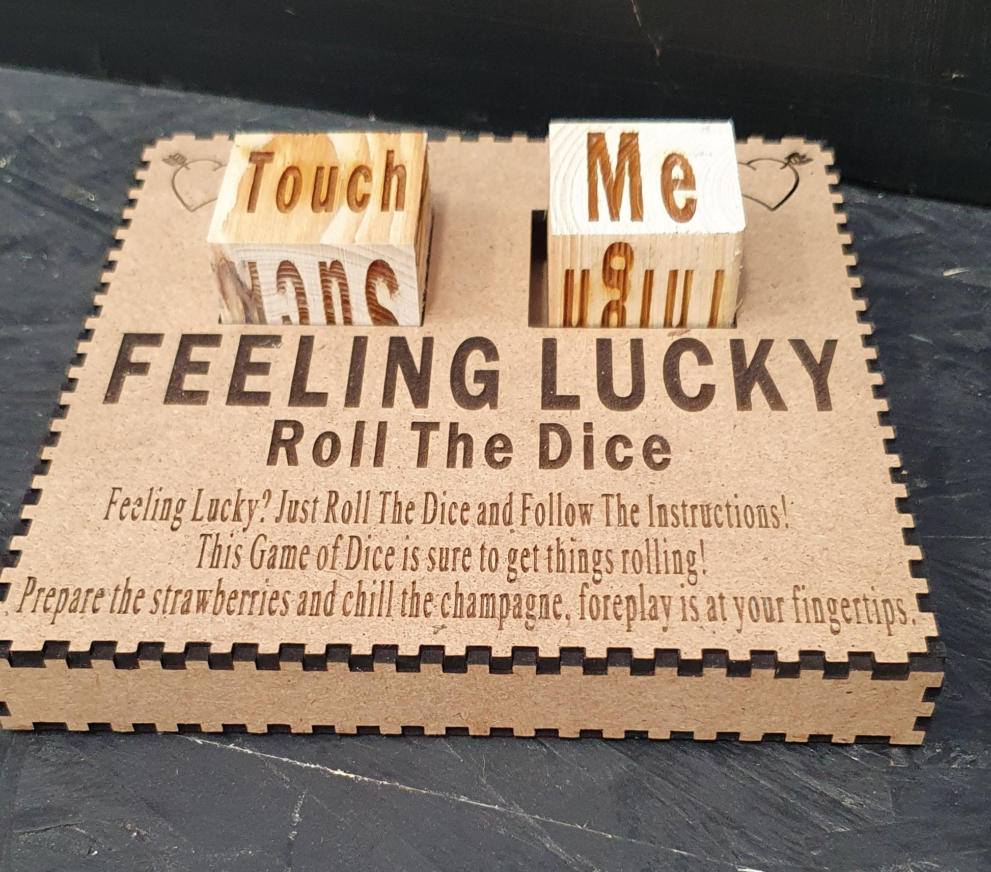 Feeling Lucky Naughty Dice – Flirty Couples Game | Wooden Saucy Dice Set with Actions & Areas