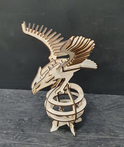 3D wooden eagle construction puzzle kit with laser-cut MDF pieces