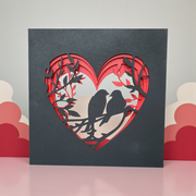 Love Birds Heart Layered Wall Art – Hand-Painted 3D Multi-Layer Silhouette Decor