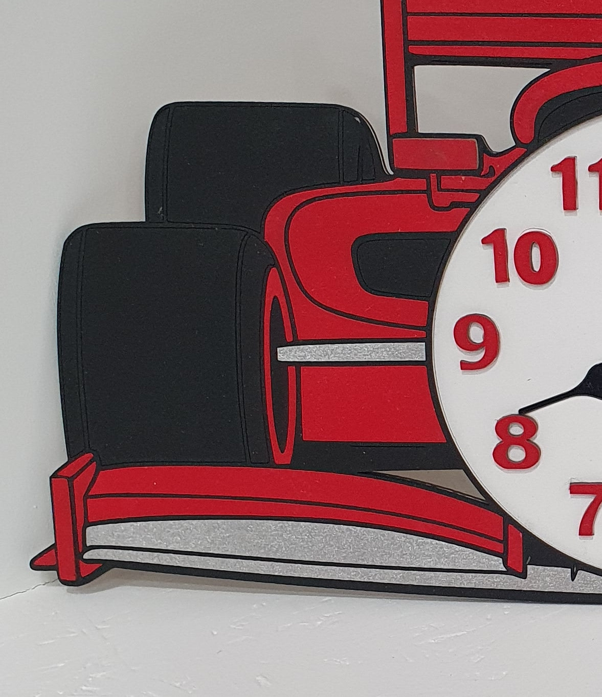 Formula style race car wall art clock