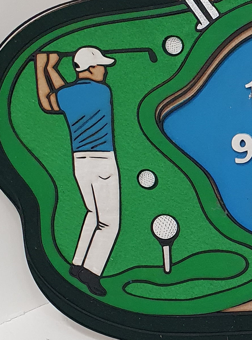 golf wall art clock for golf enthusiasts