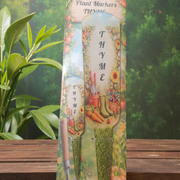 Custom Plant Markers set of two showing 10cm indoor pot label and 20cm outdoor waterproof garden stake.