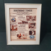 Personalised Day You Were Born framed print 25x20cm acrylic featuring historical facts, headlines and music from the exact birth date.
