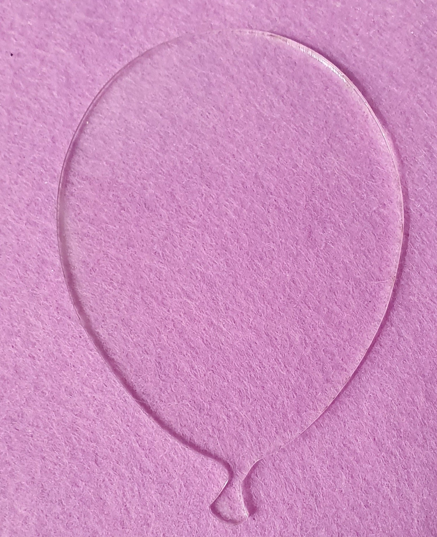 Clear acrylic balloon shape blank with transparent finish suitable for personalised party decorations and event keepsakes.