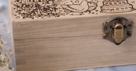 Wooden wedding keepsake box ideal for cards, photos and mementos