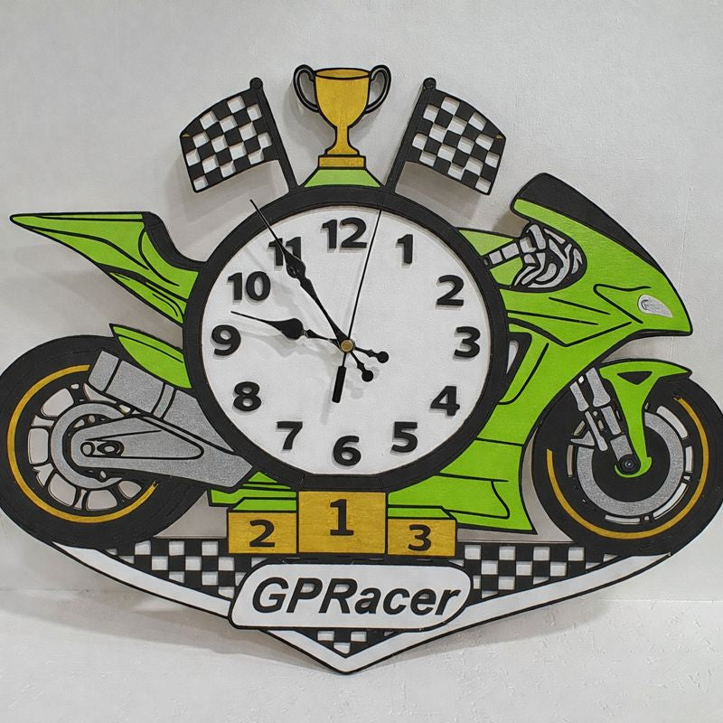 Custom racing wall clock MotoGP Superbike inspired GP Racer timepiece