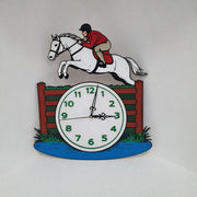 Race Horse Show Jumper Wall Clock – Jumping Horse Over Water Fence – Custom Horse Colours – Unique Equestrian Decor