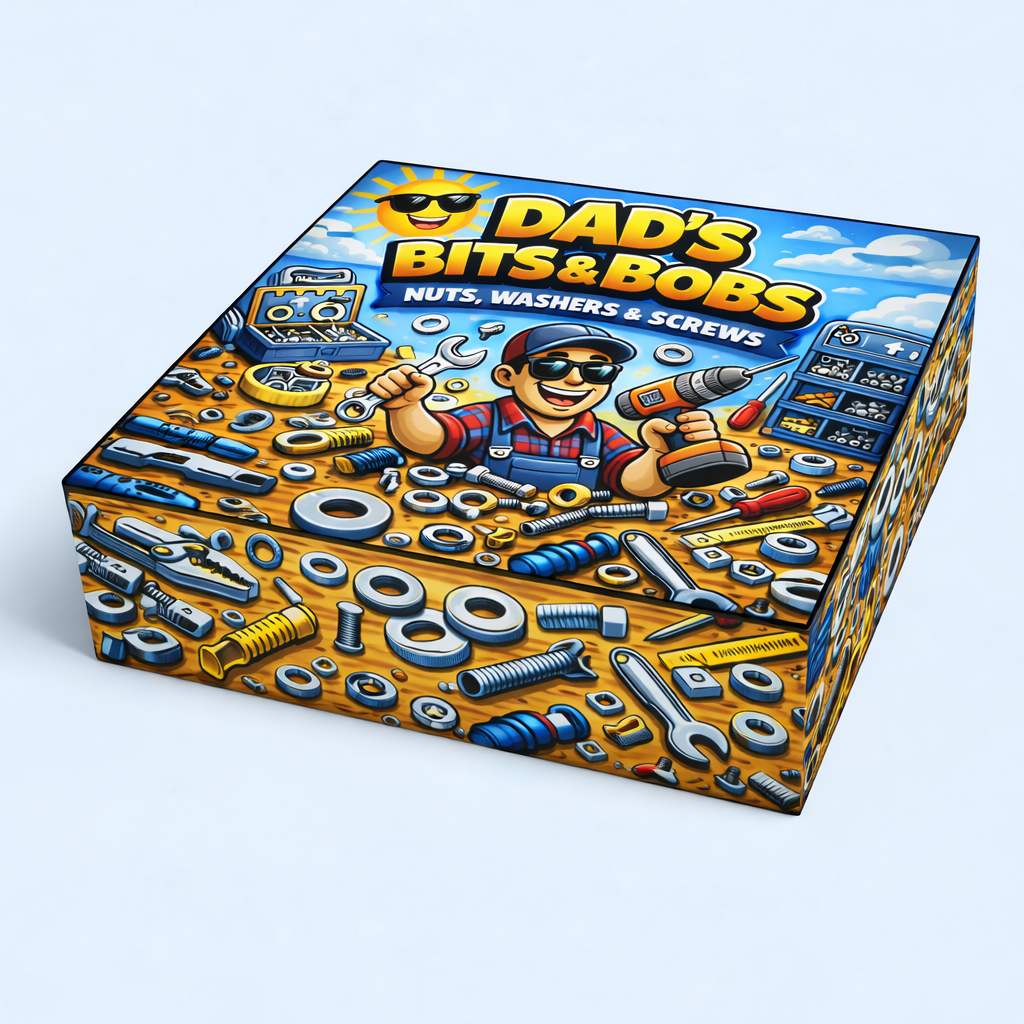 Wooden Dad’s Bits & Bobs organiser box for nuts, bolts, washers and screws