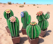 Wooden 3D Cactus Plant Collection – Set of 5 | DIY Laser-Cut Craft Kit with Paints &amp; Glue
